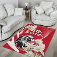 Austria Independence Day 1955 Area Rug Black Eagle And Edelweiss Flowers - Wonder Print Shop