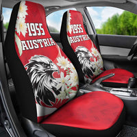 Austria Independence Day 1955 Car Seat Cover Black Eagle And Edelweiss Flowers - Wonder Print Shop
