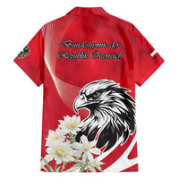 Austria Independence Day 1955 Family Matching Off Shoulder Maxi Dress and Hawaiian Shirt Black Eagle And Edelweiss Flowers - Wonder Print Shop