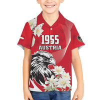 Austria Independence Day 1955 Family Matching Puletasi and Hawaiian Shirt Black Eagle And Edelweiss Flowers - Wonder Print Shop