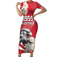 Austria Independence Day 1955 Family Matching Short Sleeve Bodycon Dress and Hawaiian Shirt Black Eagle And Edelweiss Flowers - Wonder Print Shop