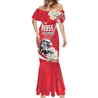 Austria Independence Day 1955 Mermaid Dress Black Eagle And Edelweiss Flowers - Wonder Print Shop