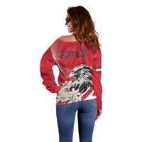 Austria Independence Day 1955 Off Shoulder Sweater Black Eagle And Edelweiss Flowers - Wonder Print Shop