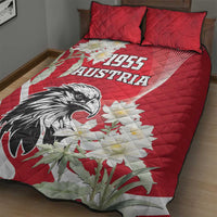 Austria Independence Day 1955 Quilt Bed Set Black Eagle And Edelweiss Flowers - Wonder Print Shop