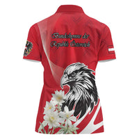 Austria Independence Day 1955 Women Polo Shirt Black Eagle And Edelweiss Flowers - Wonder Print Shop