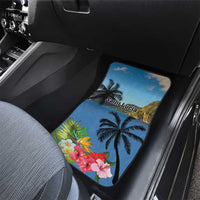 Saint Lucia Pitons Car Mats With Hibiscus Flowers - Wonder Print Shop