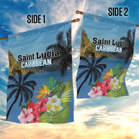 Saint Lucia Pitons Garden Flag With Hibiscus Flowers - Wonder Print Shop