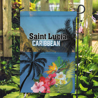 Saint Lucia Pitons Garden Flag With Hibiscus Flowers - Wonder Print Shop
