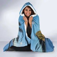 Saint Lucia Pitons Hooded Blanket With Hibiscus Flowers