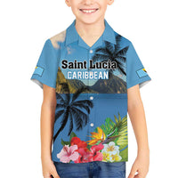 Saint Lucia Pitons Kid Hawaiian Shirt With Hibiscus Flowers - Wonder Print Shop