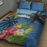Saint Lucia Pitons Quilt Bed Set With Hibiscus Flowers - Wonder Print Shop