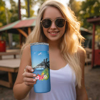 Saint Lucia Pitons Skinny Tumbler With Hibiscus Flowers - Wonder Print Shop