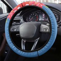 Saint Lucia Pitons Steering Wheel Cover With Hibiscus Flowers - Wonder Print Shop