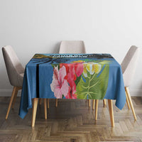 Saint Lucia Pitons Tablecloth With Hibiscus Flowers - Wonder Print Shop