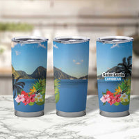 Saint Lucia Pitons Tumbler Cup With Hibiscus Flowers - Wonder Print Shop