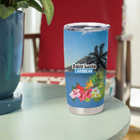 Saint Lucia Pitons Tumbler Cup With Hibiscus Flowers - Wonder Print Shop