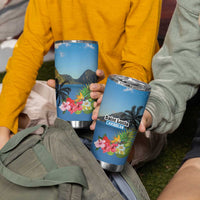 Saint Lucia Pitons Tumbler Cup With Hibiscus Flowers - Wonder Print Shop