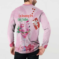 Bahamas Flamingo Christmas Button Sweatshirt Merry Flocking - Wonder Print Shop
