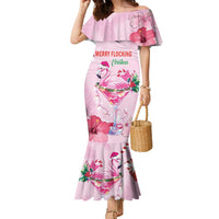 Bahamas Flamingo Christmas Family Matching Mermaid Dress and Hawaiian Shirt Merry Flocking - Wonder Print Shop