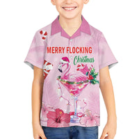 Bahamas Flamingo Christmas Family Matching Off The Shoulder Long Sleeve Dress and Hawaiian Shirt Merry Flocking - Wonder Print Shop