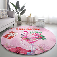 Bahamas Flamingo Christmas Round Carpet Merry Flocking