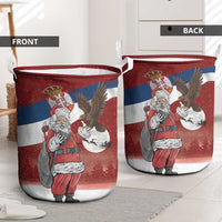 Serbia Santa Christmas Laundry Basket Christmas Serbian Eagle Flag Style - Wonder Print Shop