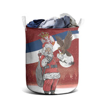 Serbia Santa Christmas Laundry Basket Christmas Serbian Eagle Flag Style - Wonder Print Shop