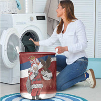 Serbia Santa Christmas Laundry Basket Christmas Serbian Eagle Flag Style - Wonder Print Shop