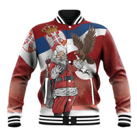Serbia Santa Christmas Baseball Jacket Christmas Serbian Eagle Flag Style - Wonder Print Shop