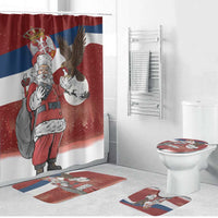 Serbia Santa Christmas Bathroom Set Christmas Serbian Eagle Flag Style - Wonder Print Shop