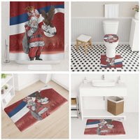 Serbia Santa Christmas Bathroom Set Christmas Serbian Eagle Flag Style - Wonder Print Shop