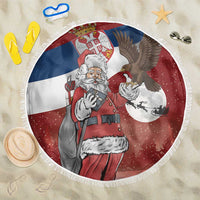 Serbia Santa Christmas Beach Blanket Christmas Serbian Eagle Flag Style - Wonder Print Shop