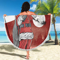 Serbia Santa Christmas Beach Blanket Christmas Serbian Eagle Flag Style - Wonder Print Shop