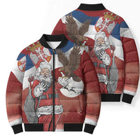 Serbia Santa Christmas Bomber Puffer Jacket Christmas Serbian Eagle Flag Style - Wonder Print Shop