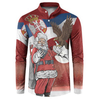 Serbia Santa Christmas Button Sweatshirt Christmas Serbian Eagle Flag Style - Wonder Print Shop