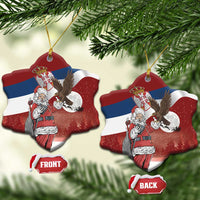 Serbia Santa Christmas Ceramic Ornament Christmas Serbian Eagle Flag Style - Wonder Print Shop