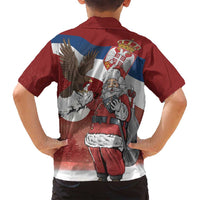 Serbia Santa Christmas Family Matching Long Sleeve Bodycon Dress and Hawaiian Shirt Christmas Serbian Eagle Flag Style - Wonder Print Shop