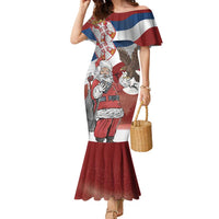 Serbia Santa Christmas Family Matching Mermaid Dress and Hawaiian Shirt Christmas Serbian Eagle Flag Style - Wonder Print Shop