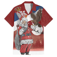 Serbia Santa Christmas Family Matching Off The Shoulder Long Sleeve Dress and Hawaiian Shirt Christmas Serbian Eagle Flag Style - Wonder Print Shop