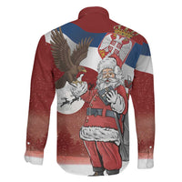 Serbia Santa Christmas Family Matching Off Shoulder Short Dress and Hawaiian Shirt Christmas Serbian Eagle Flag Style - Wonder Print Shop