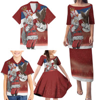 Serbia Santa Christmas Family Matching Puletasi and Hawaiian Shirt Christmas Serbian Eagle Flag Style - Wonder Print Shop