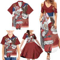 Serbia Santa Christmas Family Matching Summer Maxi Dress and Hawaiian Shirt Christmas Serbian Eagle Flag Style - Wonder Print Shop