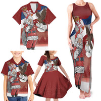 Serbia Santa Christmas Family Matching Tank Maxi Dress and Hawaiian Shirt Christmas Serbian Eagle Flag Style - Wonder Print Shop