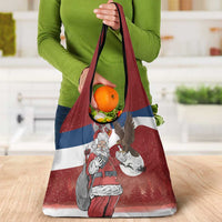 Serbia Santa Christmas Grocery Bag Christmas Serbian Eagle Flag Style - Wonder Print Shop