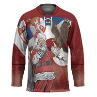Serbia Santa Christmas Hockey Jersey Christmas Serbian Eagle Flag Style - Wonder Print Shop