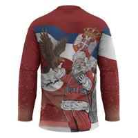 Serbia Santa Christmas Hockey Jersey Christmas Serbian Eagle Flag Style - Wonder Print Shop