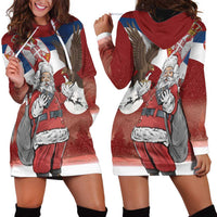 Serbia Santa Christmas Hoodie Dress Christmas Serbian Eagle Flag Style - Wonder Print Shop