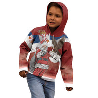 Serbia Santa Christmas Kid Hoodie Christmas Serbian Eagle Flag Style - Wonder Print Shop