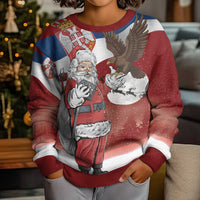 Serbia Santa Christmas Kid Ugly Christmas Sweater Christmas Serbian Eagle Flag Style - Wonder Print Shop