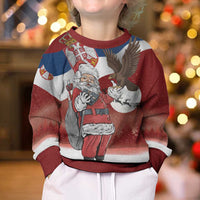 Serbia Santa Christmas Kid Ugly Christmas Sweater Christmas Serbian Eagle Flag Style - Wonder Print Shop